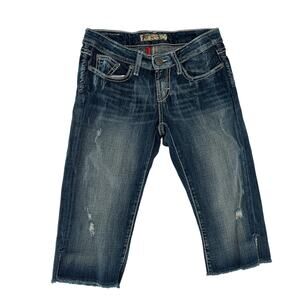 BKE The Buckle Womens Sz 25 Sarah Stretch Cropped Jeans Capri Denim Distressed